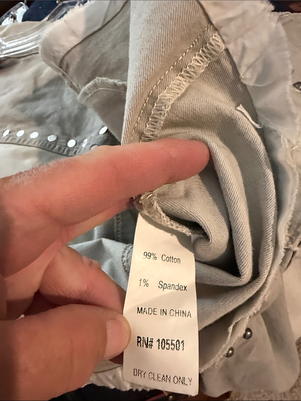 NWT Double D Ranch Saddlepack Light Gray Studded Embroidered Jean Jacket 2X - Picture 5 of 10